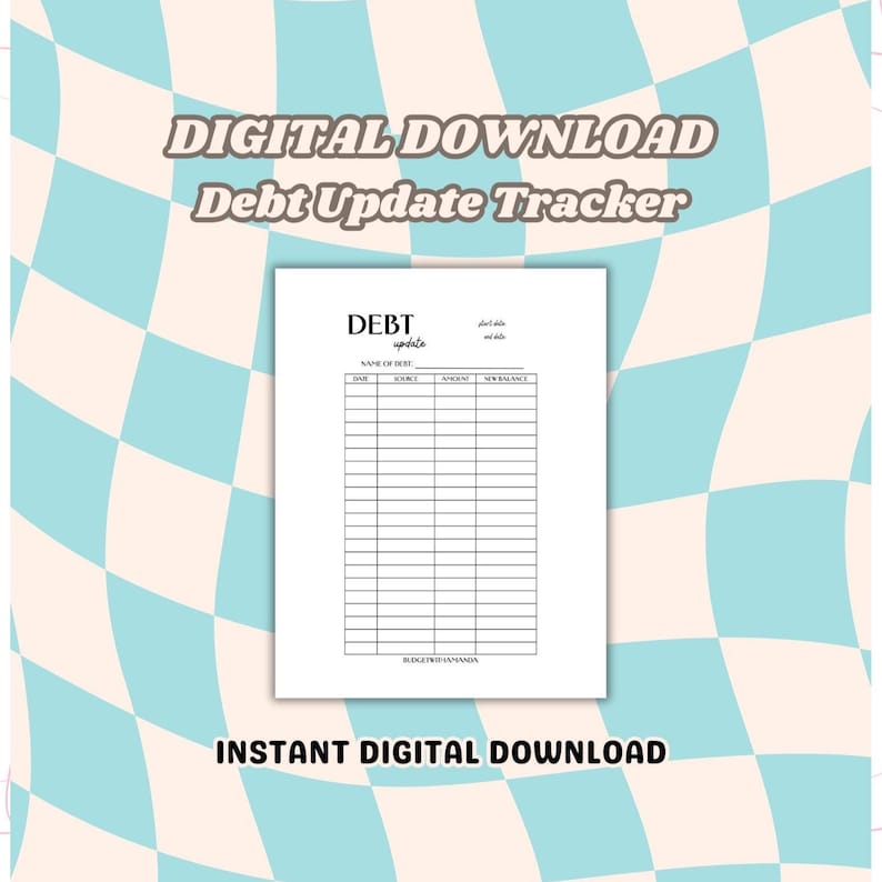 Update Amount Design Debt Update Payment Tracker Printable for Cash Stuffing | A5/ Full Page ...