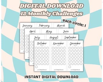 12 MONTHLY SAVINGS CHALLENGES | January through December | Digital Download