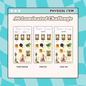 LAMINATED Tangled in Savings Minimalistic Icon Savings Challenges | Save Your Choice, 64, or 140 | Low or High Income | Various Options