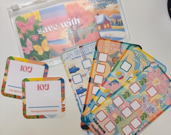 Save With The Seasons Savings Challenge | Save 184+ Roll & Save Challenge | A6 Zipper Envelope, 1 Matching Insert and 4 Laminated Challenges