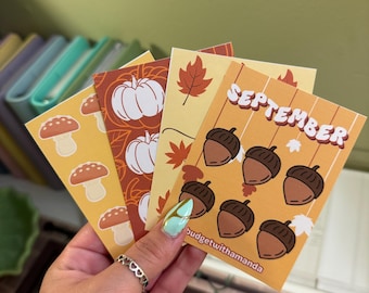 4 Pack TINY SAVINGS CHALLENGES | September Fall Pumpkin Season Themed