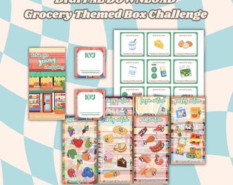 DIGITAL A6 Grocery Themed Box Savings Challenge | Low Income Friendly With Bonus Savings | 6 Sections, 1 Dashboard, 2 Bonus Games & 48 Cards