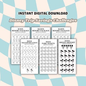 Savings Challenge Printable for Cash Stuffing | Minimalistic Disney Trip Savings Challenges | A6/ Personal Size | Instant Digital Download