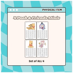 Mini sfide risparmio colorate laminate di Pooh e amici / Set di 4 sfide con personaggi magici / Basso valore