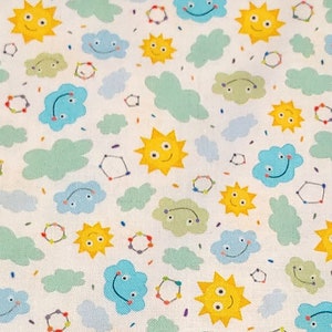 Sun and Clouds Nursery Quilting Fabric by QT Fabrics - 100% cotton -  1/2 YD CUTS