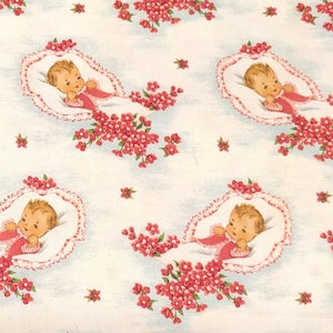 Red Cameo Baby Girl Nursery Quilting Fabric by Rainbow - 100% cotton -  1/2 YD CUTS
