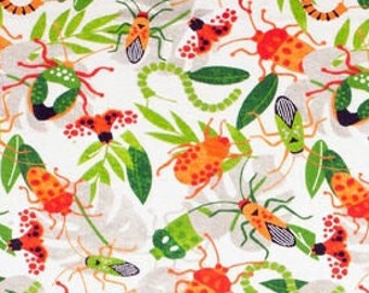 Insects on Beige - Flannel Fabric - 100% cotton -  BY THE 1/2 YARD Super Snuggle