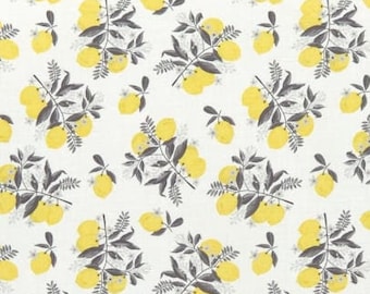 Lemons on White Summer Blooms by Camelot Quilting Fabric - 100% cotton -  26"