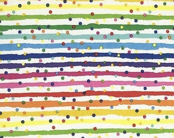 Stripe Dot Rainbow - Flannel Fabric - 100% cotton -  BY THE 1/2 YARD Super Snuggle