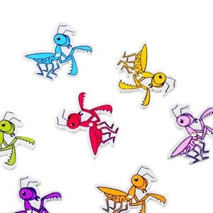 Praying Mantis Insect Wooden Buttons - Set of 6 - for scrapbooking, sewing, arts & crafts