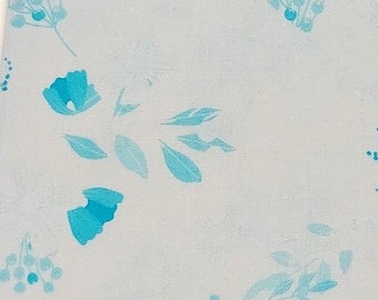 Tela acolchada con estampado floral azul sobre blanco - 100 % algodón - Fat Quarter Cuts