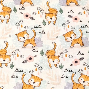 Cartoon tijgerprint quiltstof voor babykamer van Rainbow - 100% katoen - 1/2 YD KNIPPEN
