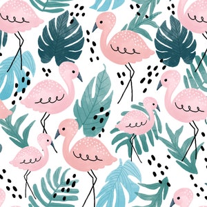 Watercolor Flamingos Quilting Fabric by Clementine & Fiona  - 100% cotton - great for crafting, etc.
