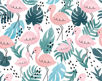 Watercolor Flamingos Quilting Fabric by Clementine & Fiona  - 100% cotton - great for crafting, etc.