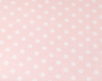 Baby Pink Polka Dots Flannel Fabric - Bamboo & cotton -  BY THE 1/2 YARD
