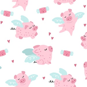 When Pigs Fly (small scale) by Clementine & Fiona Quilting Fabric - 100% cotton - great for crafting, etc. - Sold by the 1/2 yard