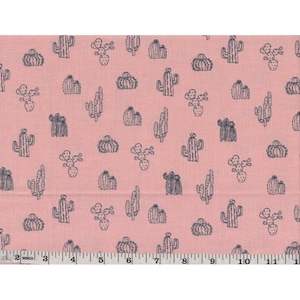 Cactus on Pink Quilting Fabric - 100% cotton -  1/2 YD CUTS