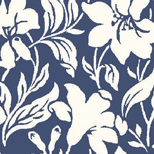 Hesketh House Day Lily Blue by Liberty of London Quilting Fabric - 100% cotton -  1/2 YD CUTS