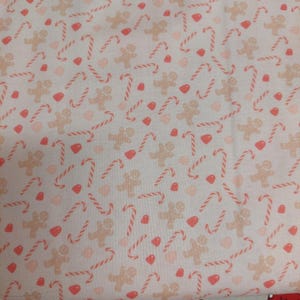 Gingerbread & Candy Canes on Pink Christmas Quilting Fabric - 100% cotton -  by the 1/2 yard