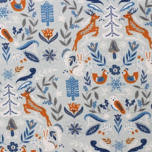 Folk Winter Animals Flannel Fabric - 100% cotton -  BY THE 1/2 YARD - Super Snuggle