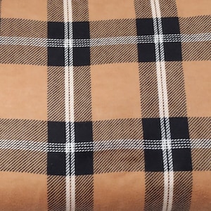 Tissu de flanelle écossais noir et beige - 100 % coton - 1/2 YARD