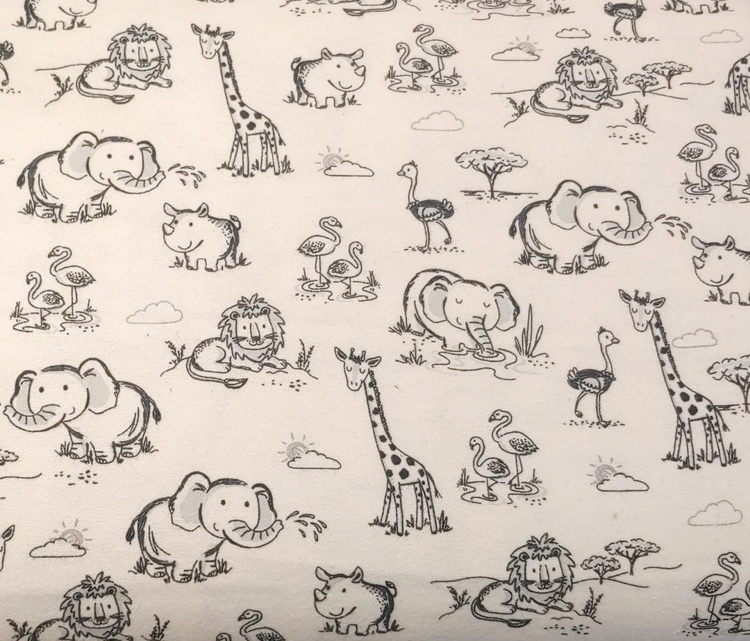 Black and White Animal Nursery Print Super Snuggle Flannel Etsy