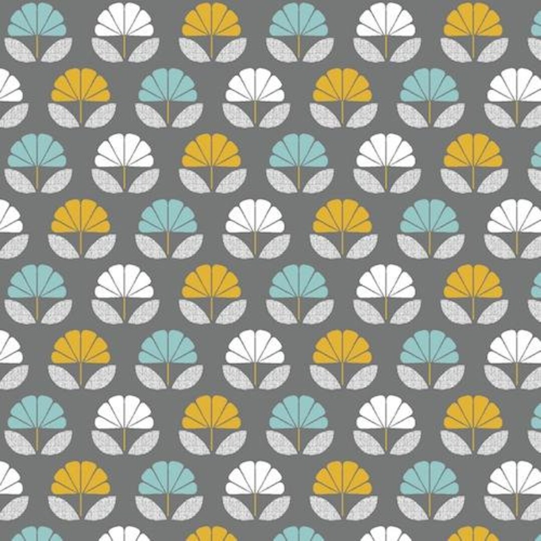 Nesting Birds Flowers on Grey by Dashwood Studio Quilting Fabric 100