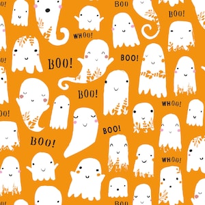 Trick or Treat Ghosts 2188 by Dashwood Studios Halloween Quilting Fabric - 100% cotton -  1/2 YD CUTS
