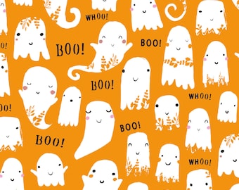 Trick or Treat Ghosts 2188 by Dashwood Studios Halloween Quilting Fabric - 100% cotton -  1/2 YD CUTS