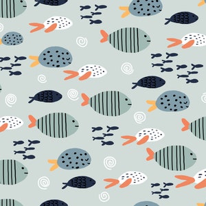 Something's Fishy by Clementine & Fiona Quilting Fabric - 100% cotton - great for crafting, etc. - Sold by the 1/2 yard