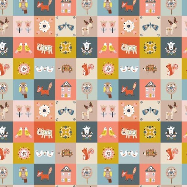 Nordic Animal Blocks Nordsika 1931 by Dashwood Studio - 100% cotton  - for quilting crafting, home decor, art projects