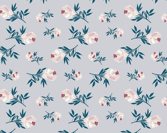 Blooms on Gray by Riley Blake C8502 Quilting Fabric - 100% cotton -  1/2 YD CUTS