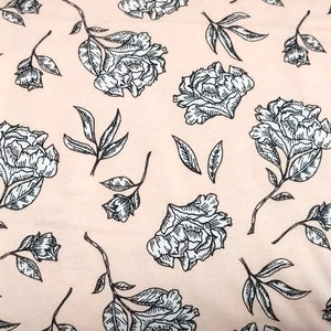 Romantic White Floral on Rose Flannel Fabric - 100% cotton -  by the 1/2 yard