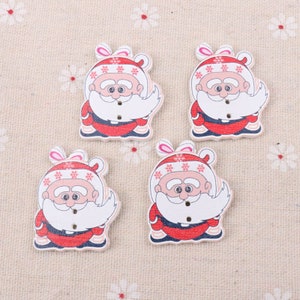 Guziki drewniane Santa Mix - zestaw 6 sztuk - do scrapbookingu, szycia, sztuki i rzemiosła
