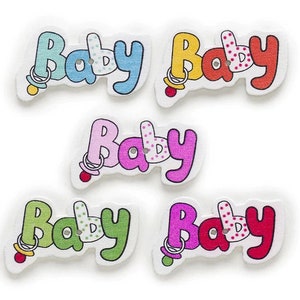 BABY word Wooden Buttons - Set of 6 - for scrapbooking, sewing, arts & crafts