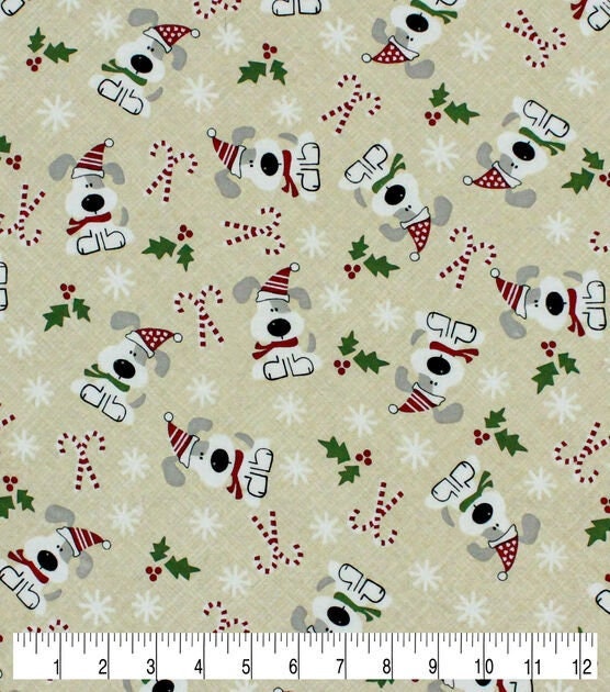 Christmas Dog Toss - Flannel Fabric - 100% cotton -  BY THE 1/2 YARD christmas flannel Super Snuggle