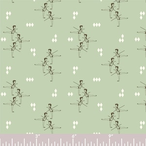 Arabesque in Mint Birch Organic Quilting Fabric - 100% cotton -  1/2 YD CUTS
