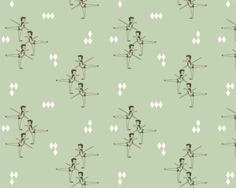 Arabesque i mintgrönt ekologiskt quilttyg - 100 % bomull - 1/2 YARD CUTS