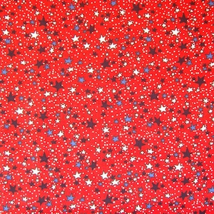 Estrellas patrióticas en rojo - 100 % algodón - acolchado; manualidades - Por 1/2 yarda - Día de la Independencia, 4 de julio, EE. UU.