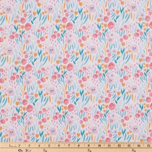 Watercolor Floral Flannel Fabric - 100% cotton -  BY THE 1/2 YARD