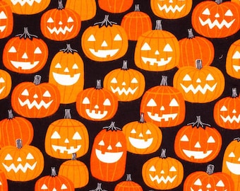 Pumpkin GLOW IN DARK Super Snuggle Halloween Flannel Fabric - 100% cotton -  by the 1/2 yard Super Snuggle