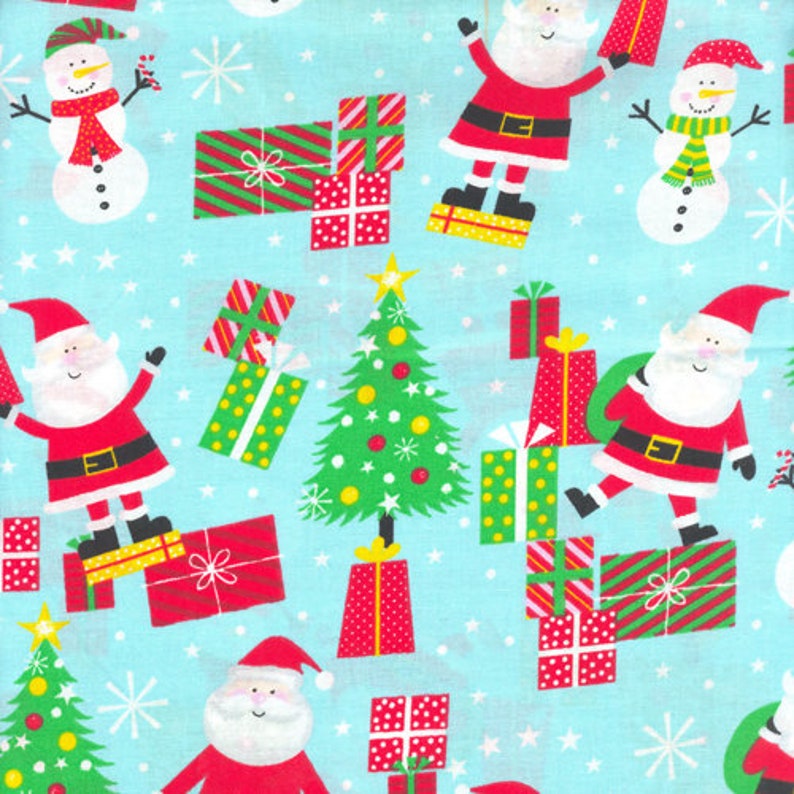 Tis the Season Santa & Christmas Gifts 49695 Quilting Fabric by Santee Print Works 100% cotton BY THE 1/2 YARD reindeer presents image 1