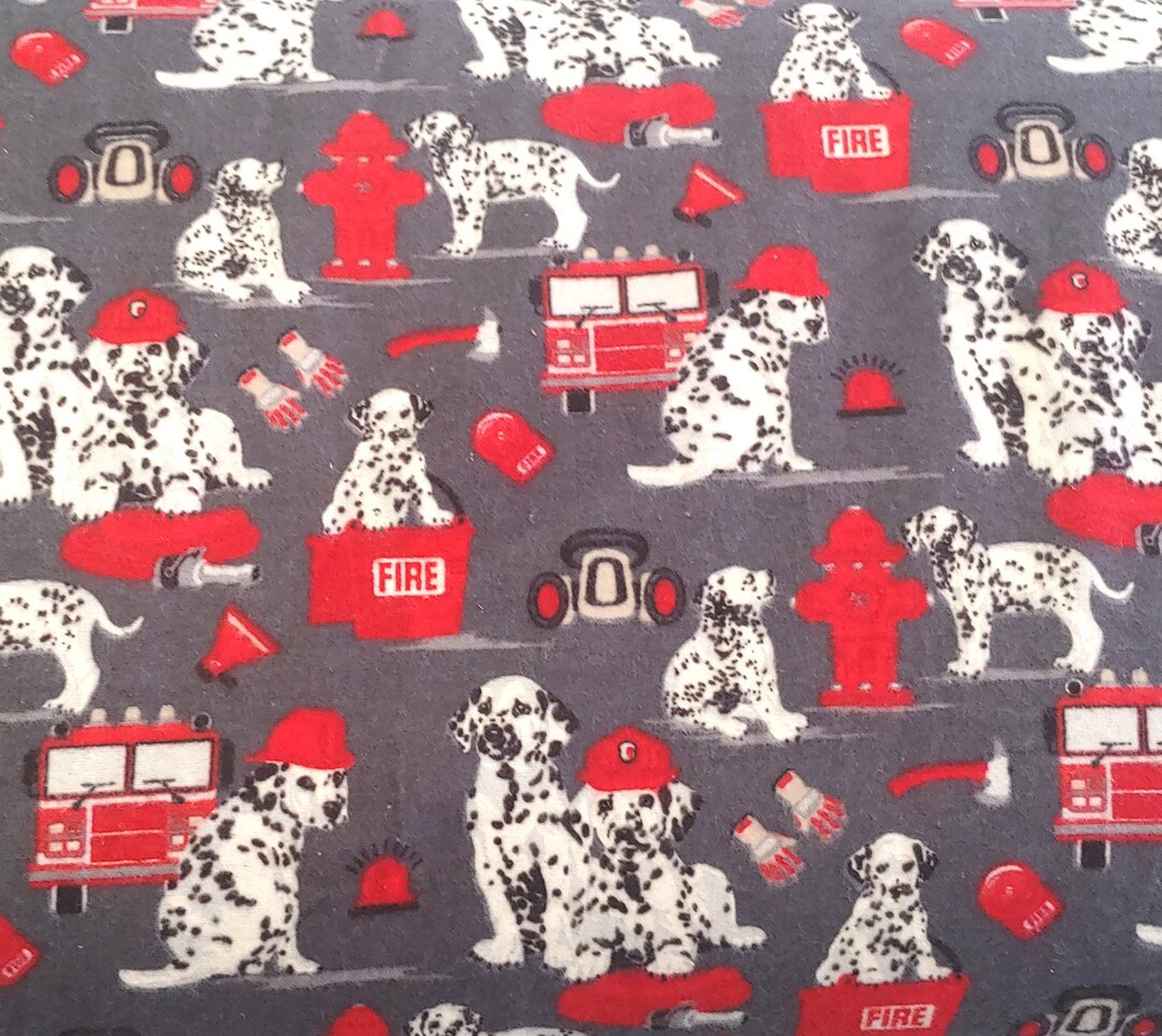 Firefighter Dalmatian Dog Print Flannel Fabric Super Snuggle 100