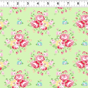 Janey Floral on Grün von Clothworks Quilting Stoff - 100% Baumwolle - 1/2 YD CUT