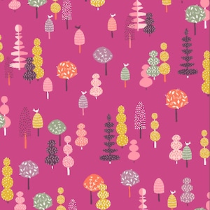 Forest on Pink by Dashwood Studio Quilting Fabric - 100% cotton -  1/2 YD CUTS Elin 1559