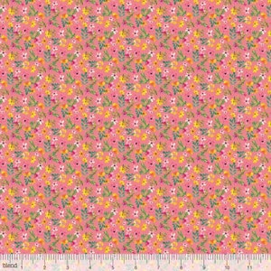 Delicate Watercolor Floral in Pink Quilting Fabric - 100% cotton -  1/2 YD CUTS