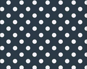 2 YD PRE-CUT Large Polka Dot Quilting Fabric - 100% cotton - great for crafting - Fabric by the Yard - Navy white YA4411-22