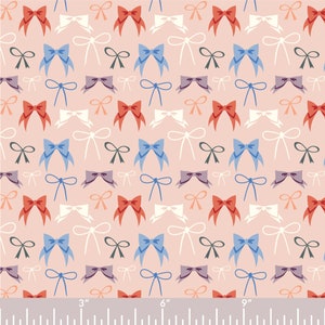 Pirouette Bows on Pink Birch Organic Quilting Fabric - 100% cotton -  1/2 YD CUTS