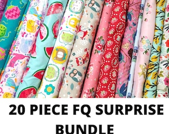 SURPRISE Fat Quarter Bundle 20 PCS - Quilting Fabric - 100% cotton - crafting, doll making, remnants, stash builder Designer Cotton