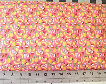 Summer Fruit Medley on Pink Quilting Fabric - 100% cotton -  1/2 YD CUTS